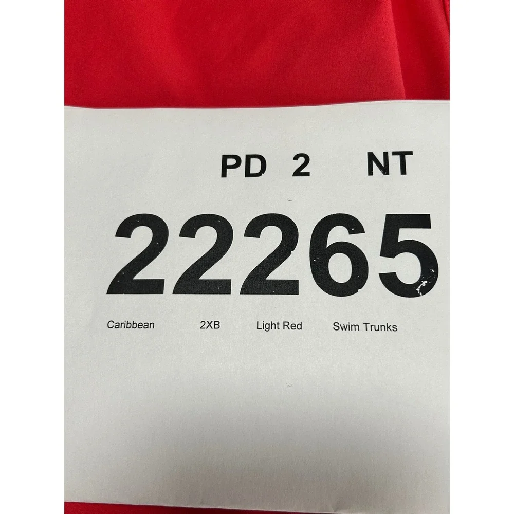 NEW Caribbean Swimwear Mens 2XB Light Red‎ Cargo Board Shorts Swim Trunks